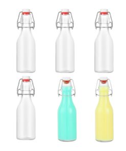 6x 250ml Auslaufsichere Glas Bügelflaschen – Spülmaschinenfest & Wiederverwendbar für Saft, Öl & Sirup