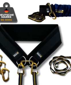 Premium Dip Gürtel mit Seil + 3 Karabiner für Krafttraining - 300kg Belastbarkeit für Calisthenics, Streetlifting, Bodyb
