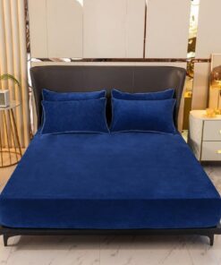 Dunkelblau Flauschig Warm Winter Spannbettlaken für Boxspringbett Hohe Matratzen