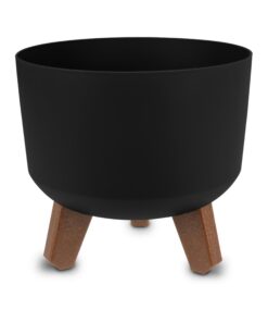 Spetebo Kunststoff Blumentopf auf Füßen - schwarz - Ø 19 cm - Pflanztopf mit Wasserspeicher - Garten Deko