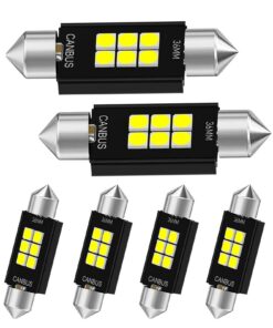6 Stück Soffitte Glühbirnen für Innenraumleuchten, 300LM, 6000K Weiß, Canbus 12V DC, Girlandenbirne, ideal für Boot, RV,
