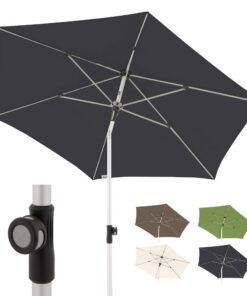 Doppler Sonnenschirm für den Garten SL-AZ Push Up 220 cm Anthropath I knickbar I UV-Schutz 80+ I aus Aluminium I regenab