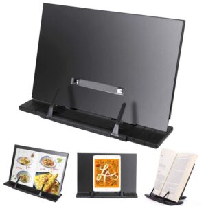 DECARETA Einstellbarer Leseständer für Küche und Zimmer Multifunktional Schwarz Metall Ständer Tablethalter Buchstütze T
