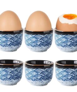 6er Set Bunte Vintage Porzellan Eierbecher – Ideal für Frühstückstisch & Alle Eigrößen
