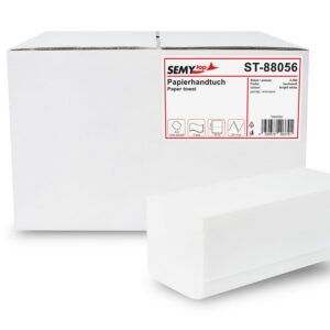 SemyTop Top Papierhandtuch - ZZ-Falz, 24 x 21 cm, 2 Lag, 3200 Blatt ST-88056 - weiß, feuchtigkeitsoptimiert für Familie