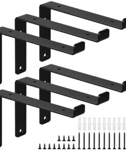 SUPAWAY 6 Pcs Schwarz Metall Regalhalterung für Zuhause und Büro, Industrielle Stil, Heavy Duty mit Anker und Schrauben,