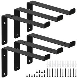 SUPAWAY 6 Pcs Schwarz Metall Regalhalterung für Zuhause und Büro, Industrielle Stil, Heavy Duty mit Anker und Schrauben,