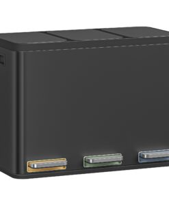 Hzuaneri Küchenmülltrennsystem 3 Fächer 45L - Edelstahl, Ruhiger Abstieg, Schwarz SW04599B