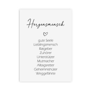 Nastami Postkarte SYNONYME (Herzensmensch) - Feel Good-Geschenk für Freunde & Familie - Einmalig gestaltete Karten für