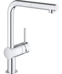 GROHE Minta Küchenarmatur mit Wassersparfunktion und 360° Schwenkbereich für die Küche chromatisch gestaltet und leicht