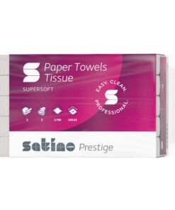 Satino Papierhandtücher 2-lagig Premium - |750 Blatt weiße Falthandtücher - für Bad und Küche - hygienisch und ecologisc