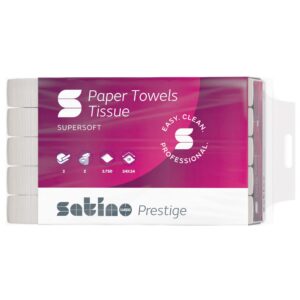 Satino Papierhandtücher 2-lagig Premium - |750 Blatt weiße Falthandtücher - für Bad und Küche - hygienisch und ecologisc