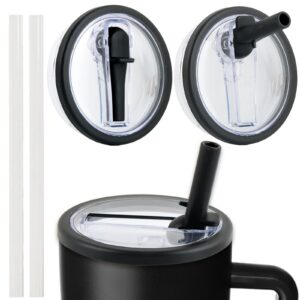 SILVERCHRY Ersatzdeckel für 40oz Becher, Auslaufsicher, Deckel für Stanley Cup mit 2 Strohhalmen (Schwarz) SILVERCHRY