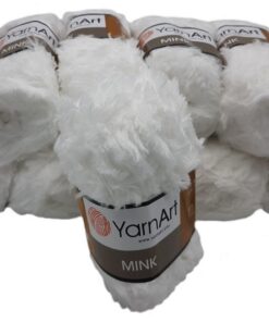 Ilkadim Export Mink Plüschgarn Weiß 345 500g Fransen Stricken Häkeln