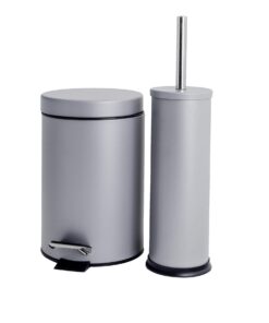Harbour Housewares 3L Edelstahl Badezimmer-Mülleimer- und Bürstenset Grau 2-teilig