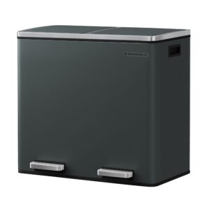 SONGMICS 2-Fach-Treteimer für die Küche, Softclose, 2 x 24 L, rauchgrau