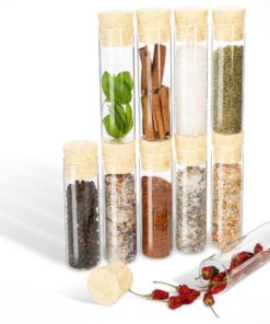 Tuuters 25x Gewürzgläser für Küchennachrichten | Tuuters 25x Gewürzfläschchen mit Natur-Korken | Tuuters 25x kleine Gew