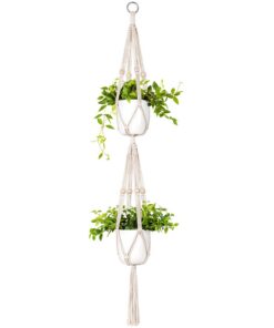 Mkouo Makramee Blumenampel Pflanzenaufhänger - Innenausstattung & -deko für Haus & Garten, ideal für Wohnzimmer & Terras