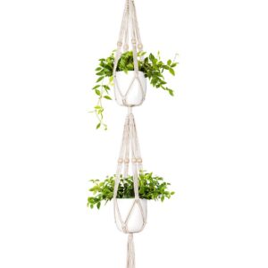 Mkouo Makramee Blumenampel Pflanzenaufhänger - Innenausstattung & -deko für Haus & Garten, ideal für Wohnzimmer & Terras