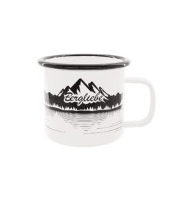Bergliebe Emaille-Tasse mit Schriftzug Bergmotiv für Bergkletterer - Outdoor-Activiteiten - Pohmer Design 320 ml