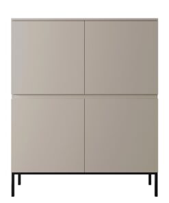 Selsey Kommode Schrank - 100 cm 4 Türen 8 Fächer Beige Mit Schwarzen Beinen Bemmi