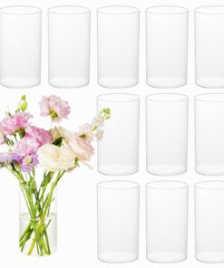 KAMJUNTAR 12 Stück 15,2 cm Zylinder Glasvasen für Hochzeiten Tischdeko Kerzen