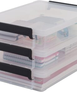 Iris Ohyama - Aufbewahrungsbox A4 stapelbar robust BPA-frei für Küche-Bad-Büro