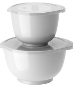 Rosti Margrethe Schüssel Set, 4-Teilig mit Rührschüsseln und Deckeln, Teigschüssel aus Recycelbarem Kunststoff – Weiß, 1