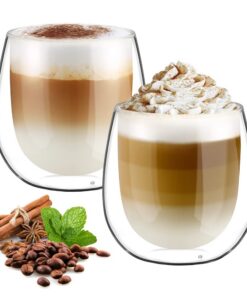 Glastal 250ml Doppelwandige Latte Macchiato Gläser Set Borosilikatglas für Kaffee und Tee EIS Milch Saft Espresso Cappuc