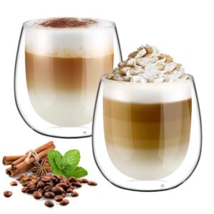 Glastal 250ml Doppelwandige Latte Macchiato Gläser Set Borosilikatglas für Kaffee und Tee EIS Milch Saft Espresso Cappuc