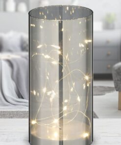 Spetebo LED Lichterglas silber mit Timer - Deko Glas Leuchte - Fensterdeko beleuchtet