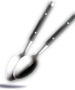 Kerafactum 2 Löffel Suppenlöffel Besteck Edelstahl Schwarze Griffe Menülöffel Tafellöffel Campern Table Spoon Landhausst