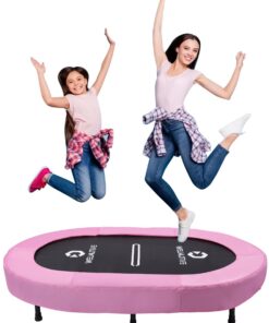Welmotive Ovale Indoortrampolin für Erwachsene und Kinder geräuscharm belastbar bis 150kg mit 40 Federn und Muskelaufbau