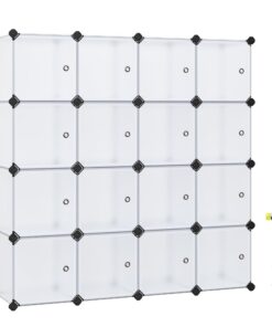 SONGMICS Schuhregal Set aus 16 Würfeln, Steckregal, Kleiderschrank aus Kunststoff, Türen, einfache Montage, ideal für Kl