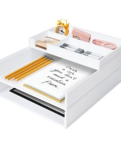 A4 3-Tier Stapelbarer Schreibtisch Organizer Dokumentenablage für Büro Schule (Weiß)