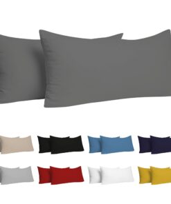 DREAMZIE OEKO-TEX STANDARD 100 Anthrazit Kissenbezug 40x80 cm Set mit 2 Stück - Resistent und Hypoallergen DREAMZIE OEK