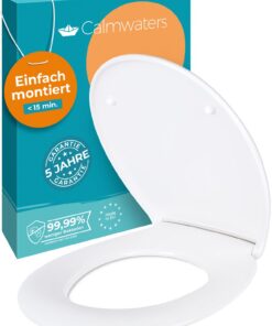 Calmwaters® Toilettendeckel Weiß mit Absenkautomatik für WC, einfach montierbar, bis 250 kg, abnehmbar, antibakterielles