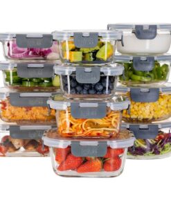 Igluu Microwave-, Oven-, Freezentaugliche Glas-Frischhaltedosen – BPA-frei, 12er Pack – Robustes Borosilikatglas