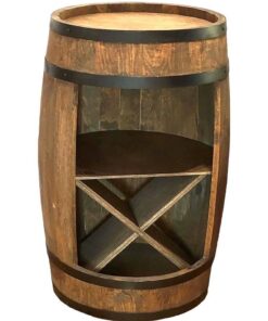 Weeco Rustikale Weinregal 80 cm Fassbar - Barschrank zur Aufbewahrung von Wein und Whisky - handgemachtes Holzfass für H