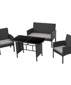SVITA Brooklyn XL Poly-Tuch-Essgruppe für Garten - Schwarz - Ideal für Familien und Gäste im Sommer-Garten-Sommer-Urlaub