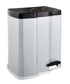 Keeper Treteimer mit 2 Abfallbehältern, 7 l + 15 l | Furstenberg Silber | praktisch für Haus und Garten | doppelter Abfa
