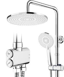 Rainsworth Regendusche ohne Armatur Chrome 25 cm | 3 Strahlarten Duschkopf Duschsäule Duschset für die Dusche | Luxuriös