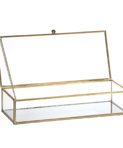 SUMTree Vintage Glas Display Box für Damen Deko Organizer mit Deckel Ring, Ketten, Uhr, Armbänder, Ohrringe Geschenk für