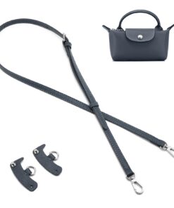 QIUTIMIY Leder-Handtaschengurt für Longchamp-Geldbörse, Verstellbarer Crossbody-Schultergurt(Grau, Silberne Schnalle)