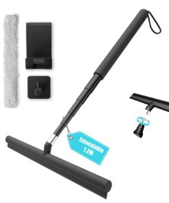 LORESJOY Schwarz 120cm Duschabzieher Set mit Einstellbarkeit 25-120cm, Badezimmer Fensterabzieher, Ohne Bohren Abzieher