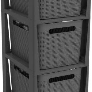 Rotho Brisen Rollcontainer mit 3 Schubladen, für Küchenbereiche, ideal für Hausfrauen, 3x16l (36,6 x 30,0 x 77,0 cm) R