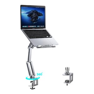 Nediea Laptop Arm Halterung mit 360° Drehbarem, Laptop Ständer für Schreibtisch, Verstellbar und Faltbar, passend für 10