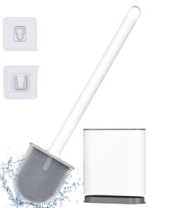 Alyvisun Silikon WC Bürste + Toilettenbürstenhalter - Schnelltrocknend ohne Bohren + Weiss Silikon Alyvisun WC Bürste +