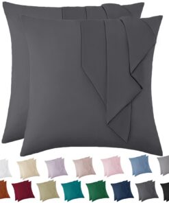 Oeko-Tex Zertifizierter Weicher Kopfkissenbezug für Allergiker Vielit 80x80 cm 2er Set mit Reißverschluss Anthrazit