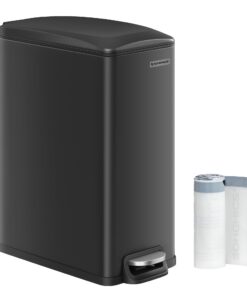 SONGMICS Küchenmülltretmülleimer 48 Liter schmal Softclose Schwarz LTB510B4802